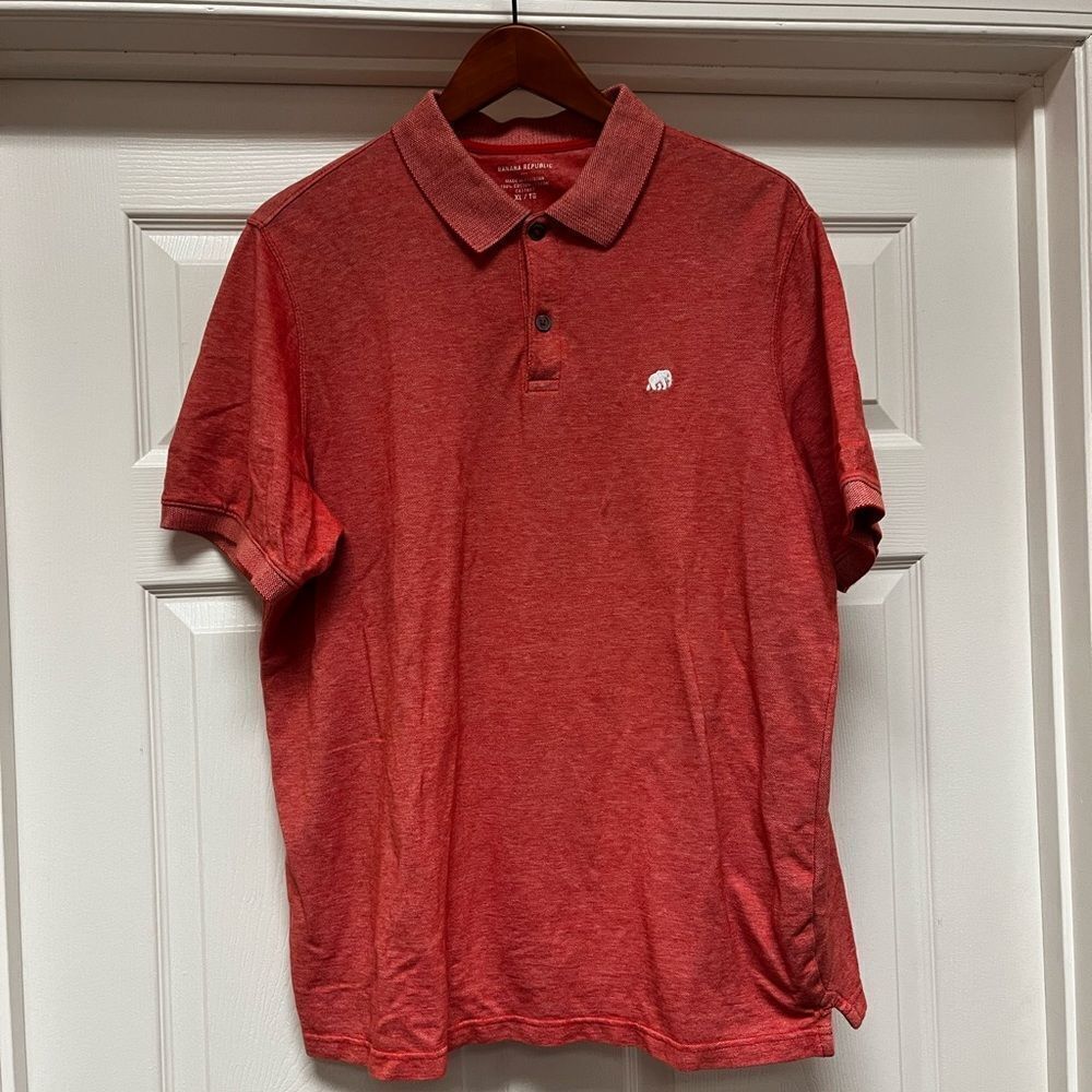 Banana Republic Orange Elephant Logo Polo Shirt sz XL EUC